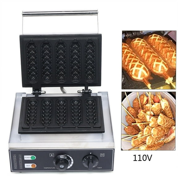 Commercial Electric Waffle Maker Cooking Baker 5 Lolly Nonstick Hot Dog Machine
