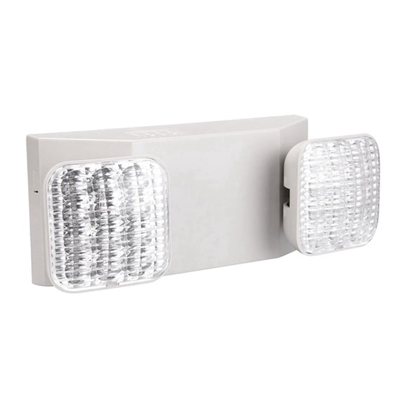 Commercial Emergency Light, White Emergency Light Fixture with 2 LED Square Heads Adjustable Exit Lighting