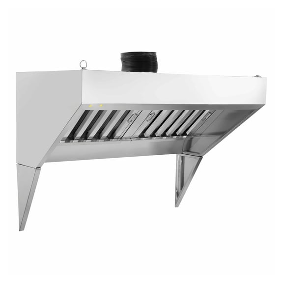 Commercial Exhaust Hood 4FT, 201 Stainless Steel Food Truck Vent, Restaurant Kitchen Hood with Oil Filters, Rust-Proof Trailer Range Hood