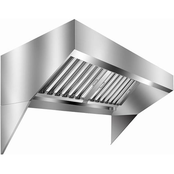 Commercial Exhaust Hood 5FT Rust Resistant Vent Hood Food Truck Hood Exhaust 201 Stainless Steel with 2 Detachable U-shaped Grid Oil Filter Mesh for Kitchen Restaurant