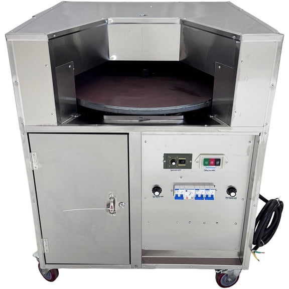 Commercial Flatbread Pancake Baking Machine Trolley Type Rotating Pancake Crepe Oven 220V 27.6in Baking Pan Dia