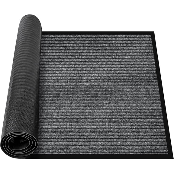 Commercial Floor Mat 2' x 3' Extra Large Front Door Industrial Rug Heavy Duty Brush Step Entrance Mat Weather Utility Rug with Non Slip Rubber Backing Low Profile for Entryway, Charcoal Grey