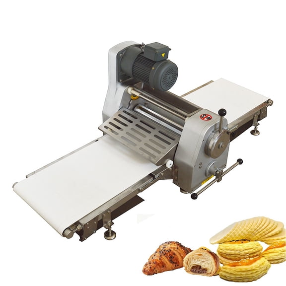 Commercial Foldable Tabletop Dough Sheeter 15.7" Wide PVC Belt Pastry Makers for Bakery Thousand Layer Pastry 110V