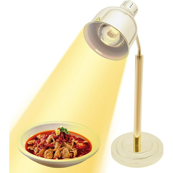 Commercial Food 250W Heat Lamp, 180 Rotable Infrared Heating Bulb for Food,  Heating Lamp for Food for Use in The Kitchen, Dining Room, and Buffet (Gold)