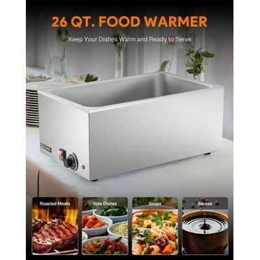 Commercial Food Warmer, 12 x 20 in Full Size Electric Countertop Food Warmer with 1200W Power