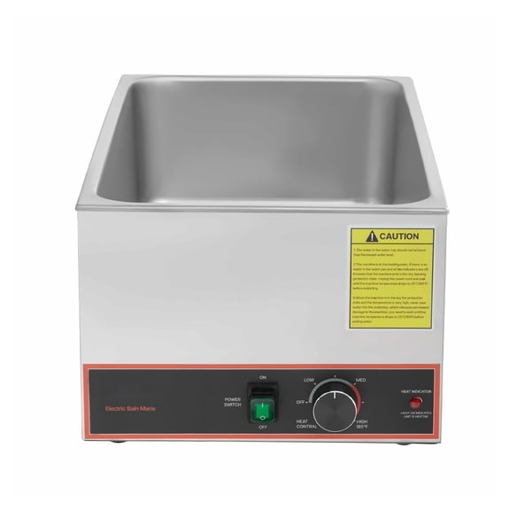 Commercial Food Warmer, 1500W Electric Stainless Steel Steam Food Warmer, Fast Heating Countertop Buffet Bain Marie with Power Cord & Divider Strip, for Catering, Restaurants, Parties, Buffets