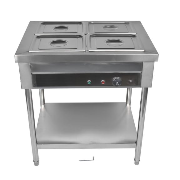 Commercial Food Warmer 4 Pan, Stainless Steel Steam Table, Electric Buffet Server, Professional Catering Equipment for Hot Food, 1500W Temperature Control