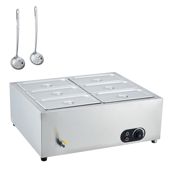 Commercial Food Warmer Stainless Steel 1500W Electric Buffet Server Bain Marie, 2-Pan Catering Hot Food Station for Restaurants, Hotels, Banquets