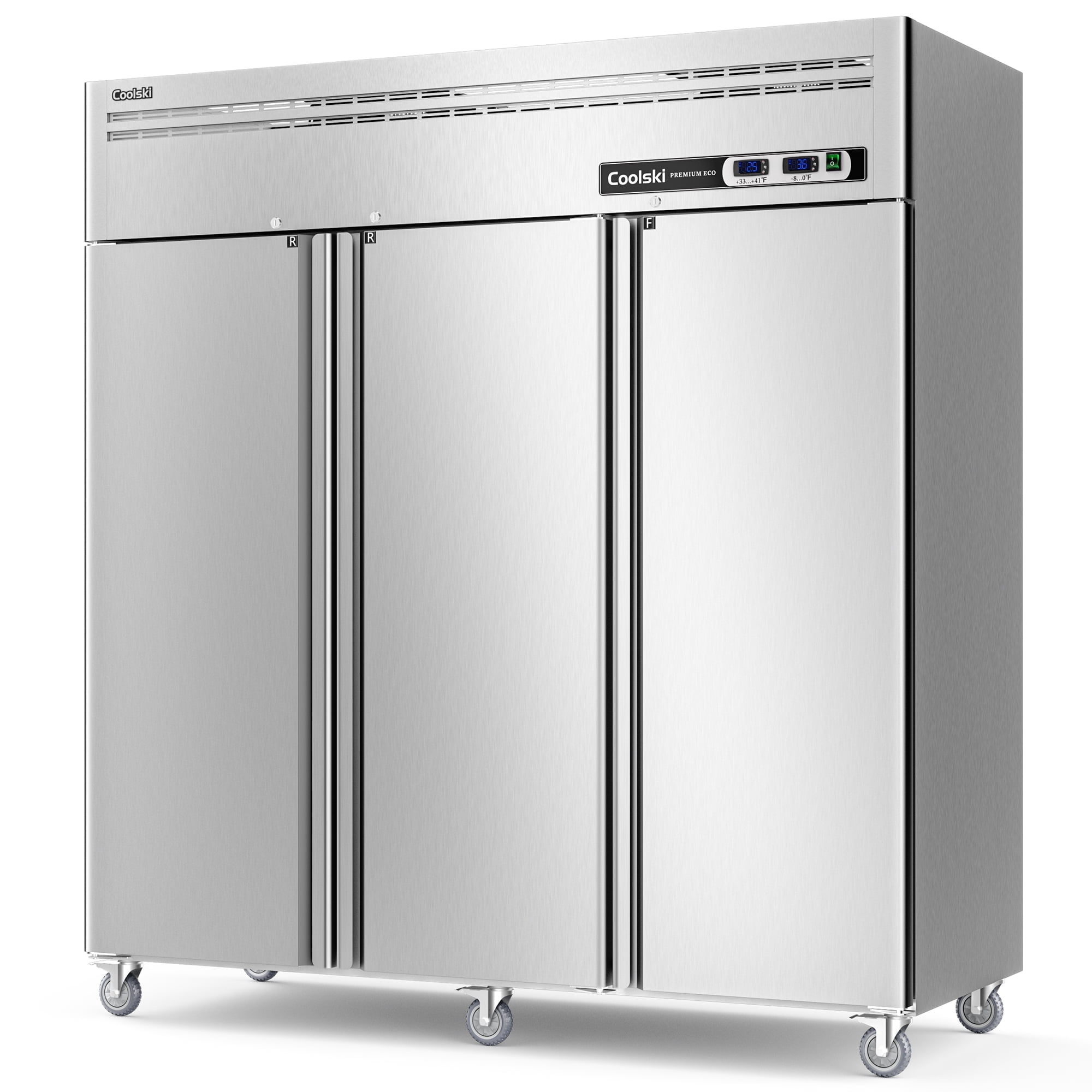 Coolski Commercial Refrigerator and Freezer Combo Reach-in Freezer 54 Cu.ft, 72" W 3 Door