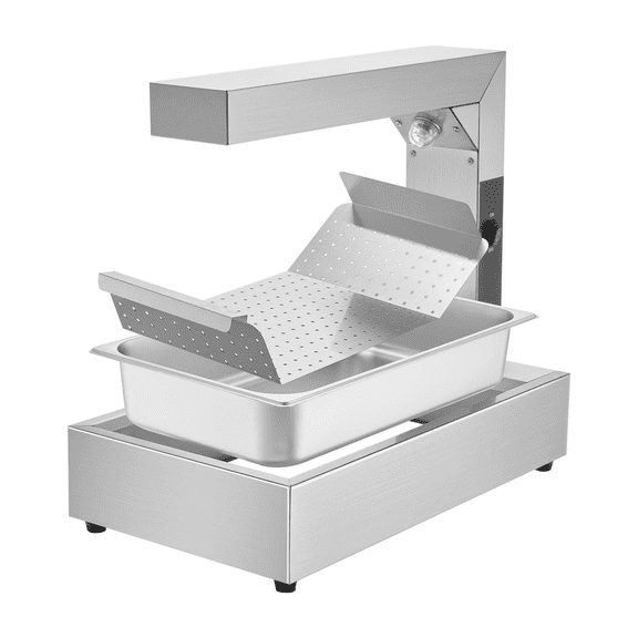 Commercial French Fry Warmer, 750W Food Heating Lamp - Stainless Steel Chip Warmer for Restaurant Buffet - Electric Fryer Heat Lamp with Tong