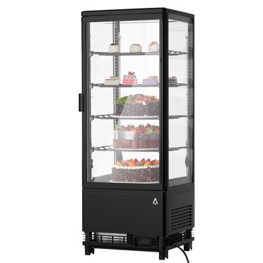 Commercial FridgeRefrigerator, 3.5Feet Beverage Cooler withGlassMerchandiser with 4 Castors, 5 Adjustable Shelves 98L,