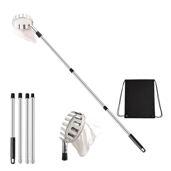 Commercial Fruit Harvesting Tool Adjustable Stainless Steel Handle & Metal Head for Farm Park Tree Picking