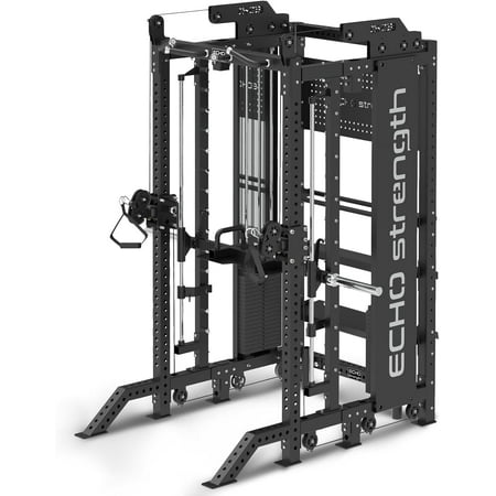 Commercial Functional Trainer Cable Machine with Dual Weight Stacks, Power Cage Squat Rack, Dual Cable Crossover Machine with Pulley System, Multi-Functional Workout Machine for Home Gym, Model D