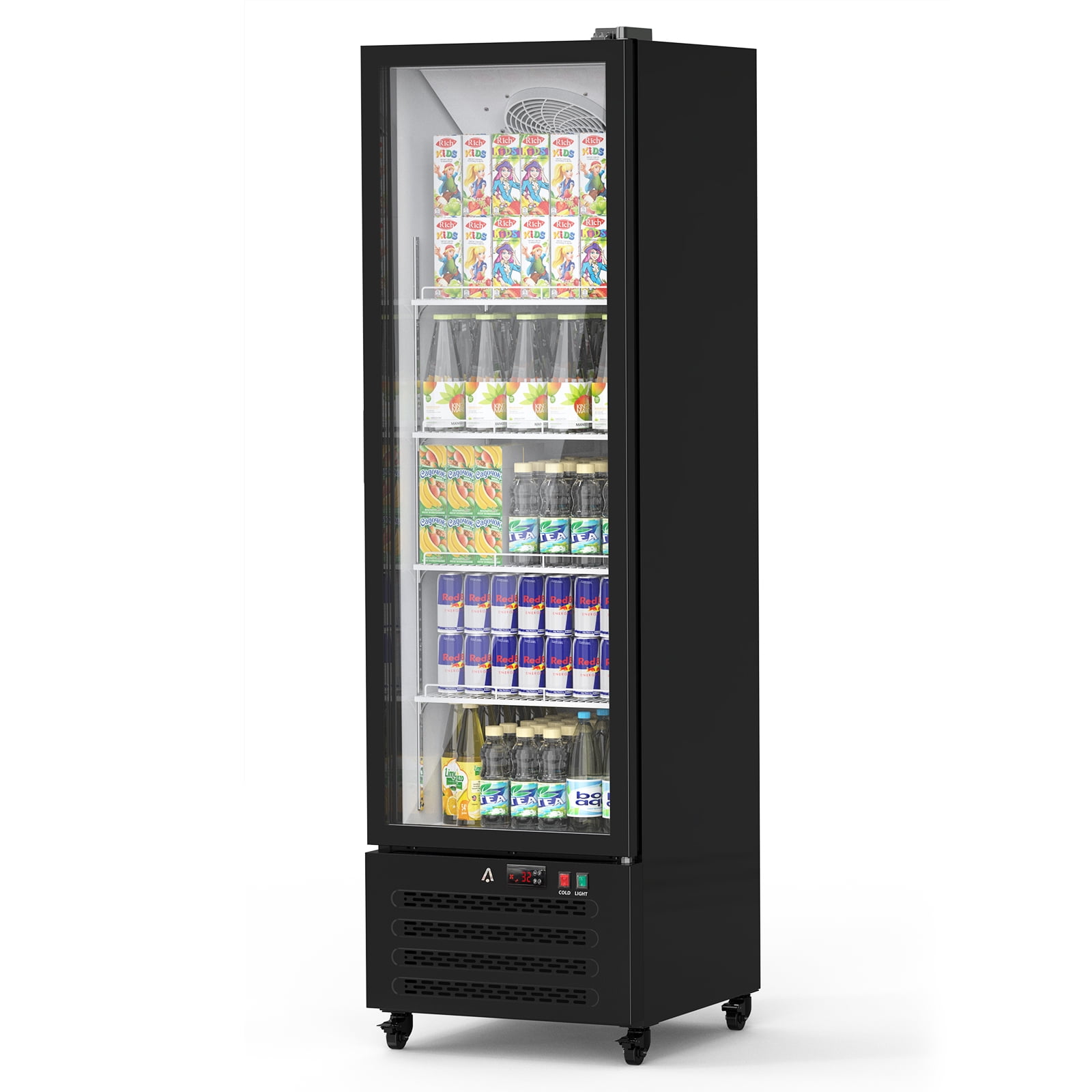 Black Single Glass Door Commercial Beverage Cooler
