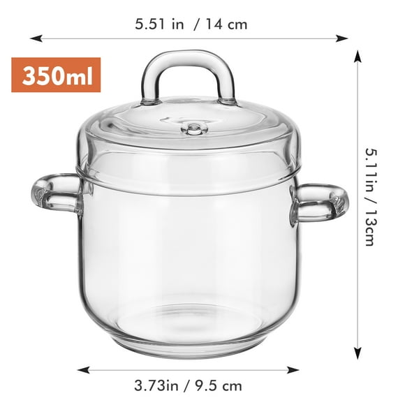 Commercial Glass Stewing Pot with Lid , 2 Quart Heat-Resistant Soup Pot  Anti-Scalding Handle, Restaurant-Grade for Pho, Ramen & Hot Pot (Dishwasher Safe)