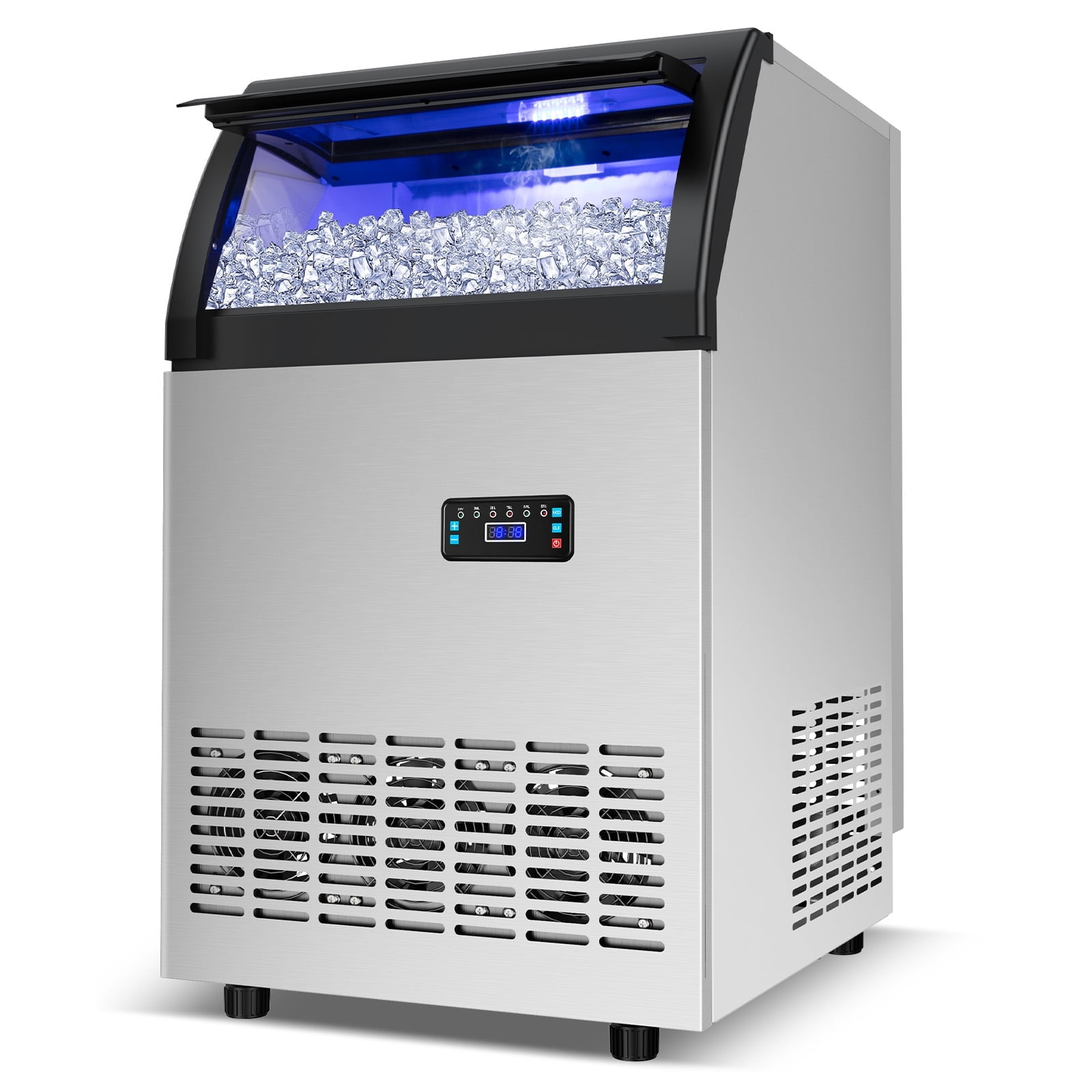 Commercial Gourmet Ice Maker,121LBS/24H Spray Ice Machine with 55Lbs Storage,Auto Self-Cleaning for Crystal Clear 5x10 Cubes Ice Making for Home Office Bar