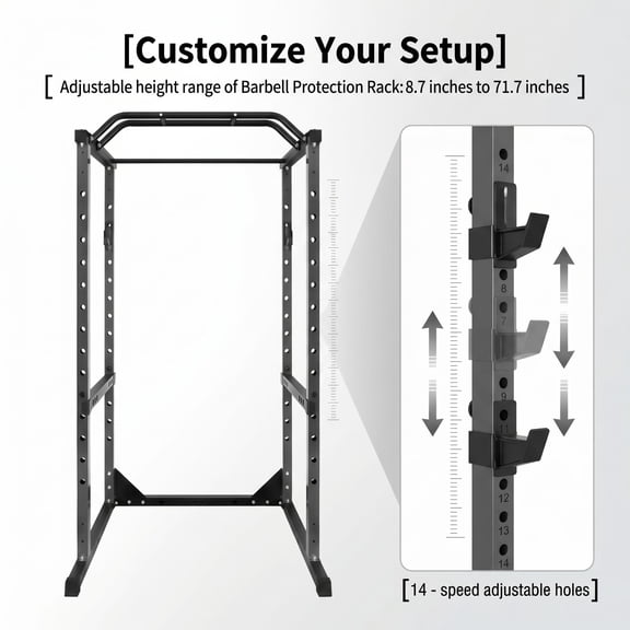 Commercial-Grade 1200LBS Weight Capacity Lifting Cage with J-Hooks and Barbell Protection Rack, Durable Steel Construction Multi-Function Power Rack, Weight Cage for Full Body Training