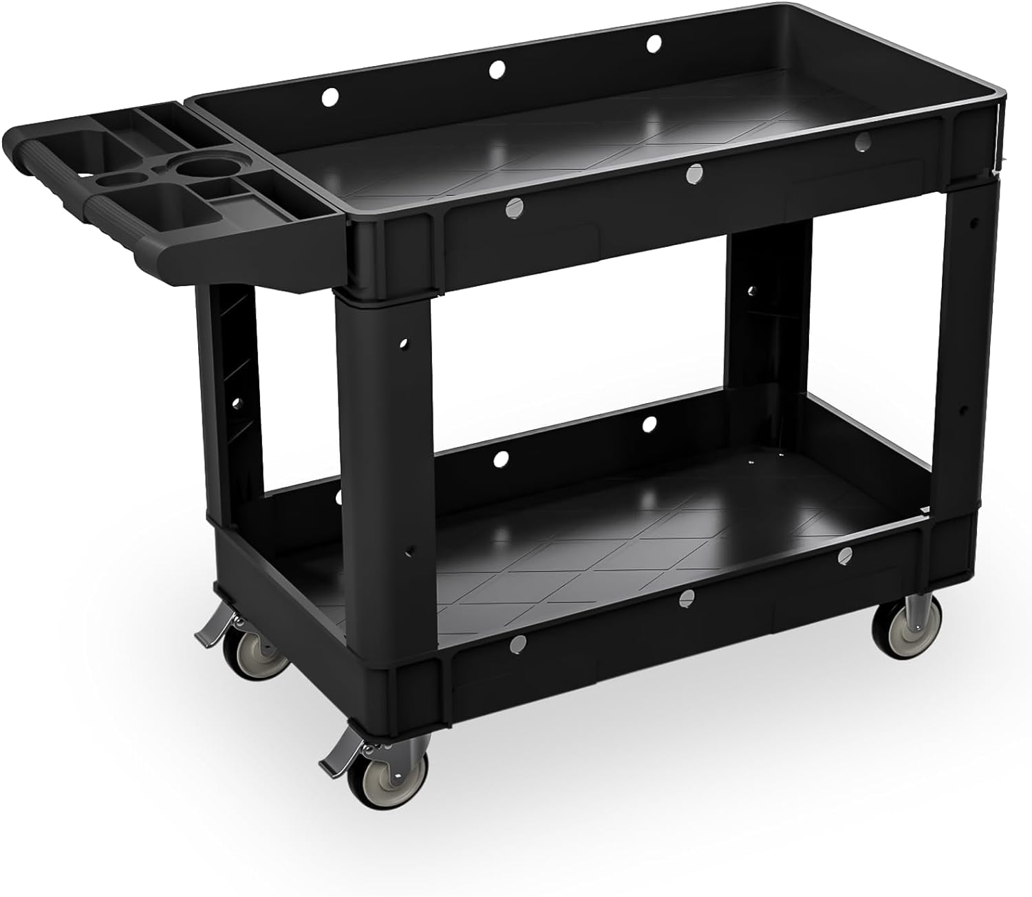 Commercial Grade 2 Shelf Utility Cart with Wheels Rolling Tool Cart
