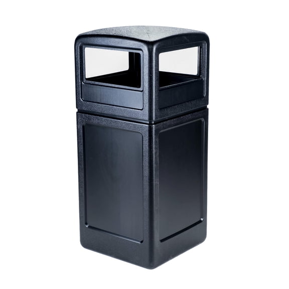 Commercial Grade 42 Gallon Square Outdoor Trash Can, Access Heavy Duty Waste Container with Weatherproof Dome Lid, Graffiti-Resistant Polyethylene Garbage Bin
