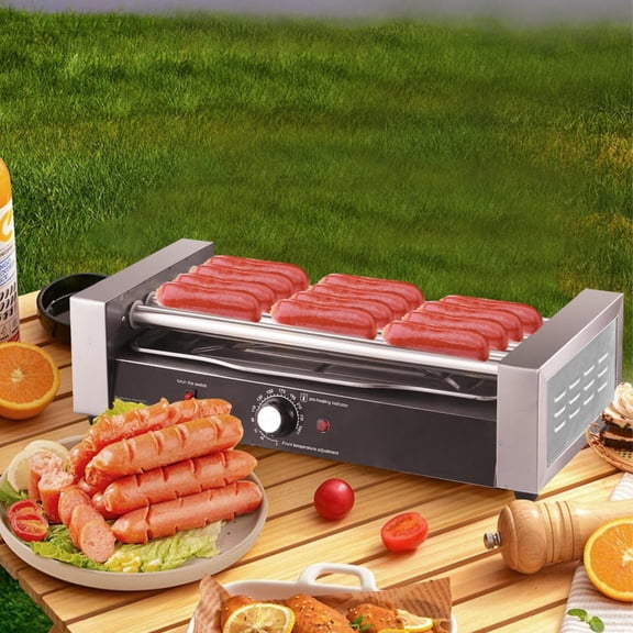 Commercial-Grade 5 Roller Grill Cooker Machine, 12 Hot Dog Roller, 850W Hot Dog Machine with Auto Shut-Off Protection, for Restaurants & Mobile Vendors