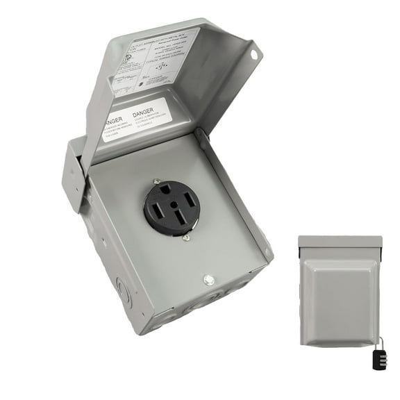Commercial-Grade 50A NEMA 14-50R Power Outlet - 250V Weatherproof Locking Electrical Enclosure for RV Sites, Campgrounds & EV Charging Stations (ETL Listed)