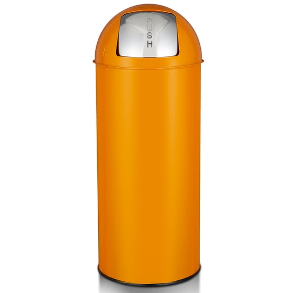 Commercial Grade 65L/17 Gallon Stainless Steel Trash Can - Push Lid & Removable Inner Bucket - Large Waste & Recycling Bin - Bright Orange - Specification: USA