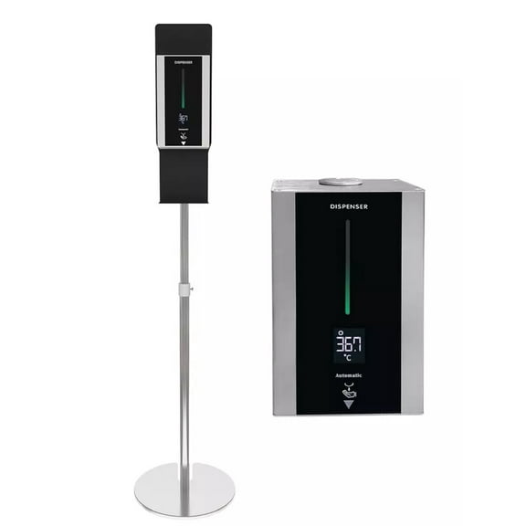 Commercial Grade Automatic Refillable Hand San/Soap/Lotion Dispenser w/Battery operated Palm Temperature Thermometer/Detector & Stand