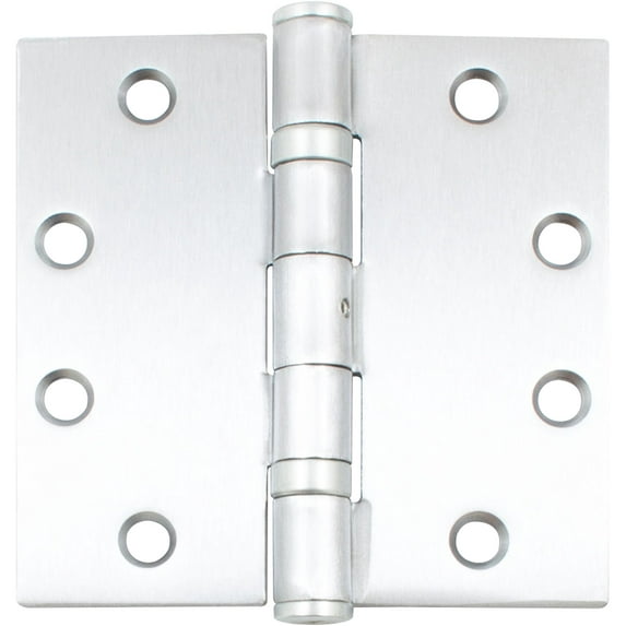Commercial Grade Ball Bearing Hinge, Non-Removable Pin, 4-1/2 Inches, Square Corner, .134 Gauge, Satin Chrome by Stone Harbor Hardware