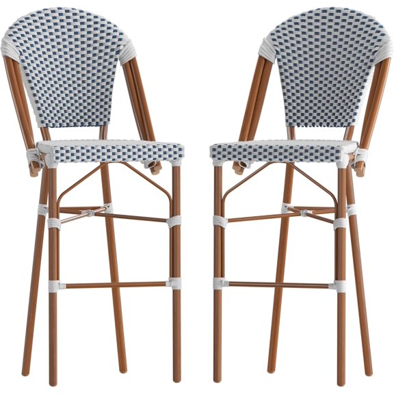 Commercial Grade Bistro Bar Height Stool, Stackable Indoor/Outdoor Dining Stool, 30