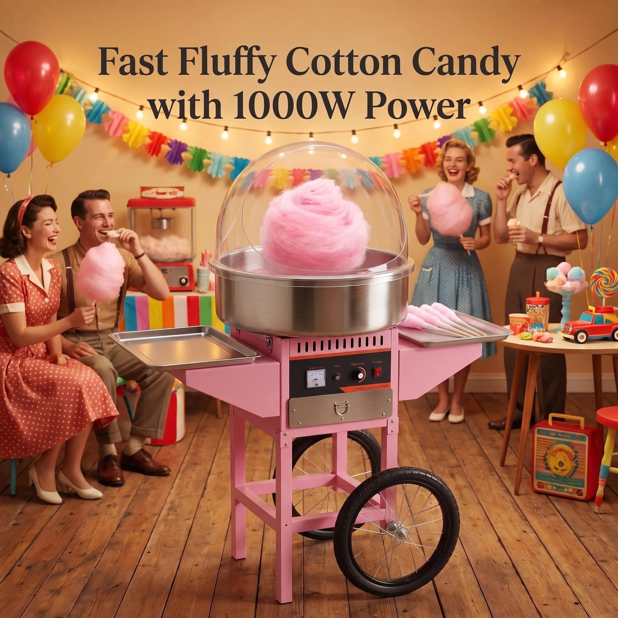 Commercial Grade Candy Machine with Cart, 1000W 304 Stainless Steel ...