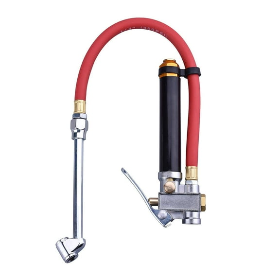 Commercial Grade Dual Head Tire Inflator Gauge with Air Hose