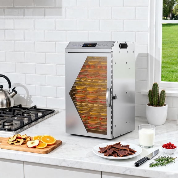 Commercial Grade Food Dehydrator Machine, 18 Stainless Steel Trays with 800W Power, 194F Temperature Control for Fruits Vegetables and Herbs
