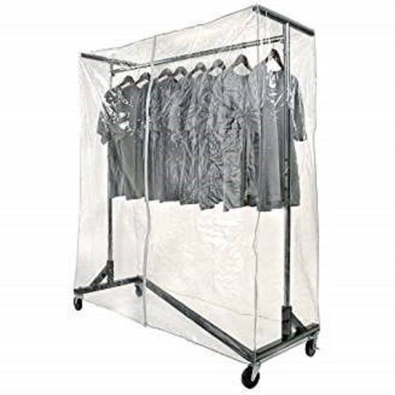 Commercial Grade Garment Black Base Z-Rack with Cover Supports & Vinyl Cover
