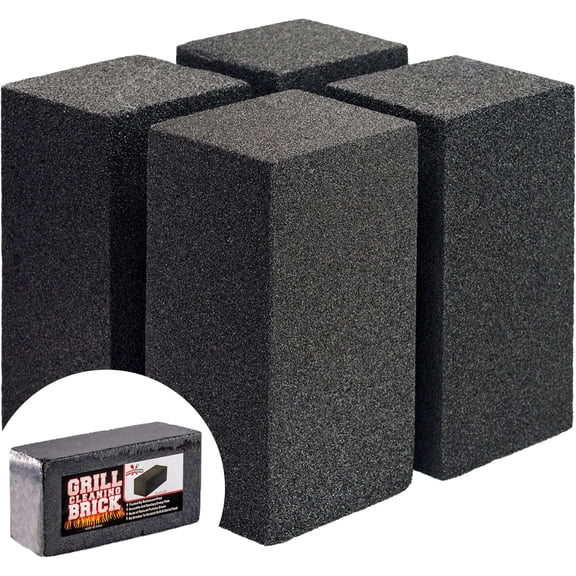 Commercial Grade, Heavy Duty Grill Cleaning Brick Bulk 4 Pack. Pumice Stone Cleaner Tool Cleans and Sanitizes Restaurant Flat Top Grills or Griddles Effectively Without Harsh Chemicals or Abrasives