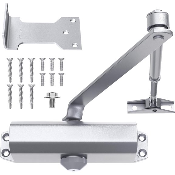 Commercial Grade Hydraulic Door Closer Large Size, Heavy Duty No Slam with Hold Open,