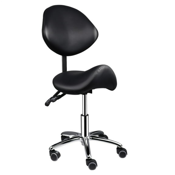 Commercial-Grade Hydraulic Saddle Stool with Wheels, Adjustable Ergonomic Seating for Dental Clinics, Tattoo Studios, and Medical Laboratories(Black)