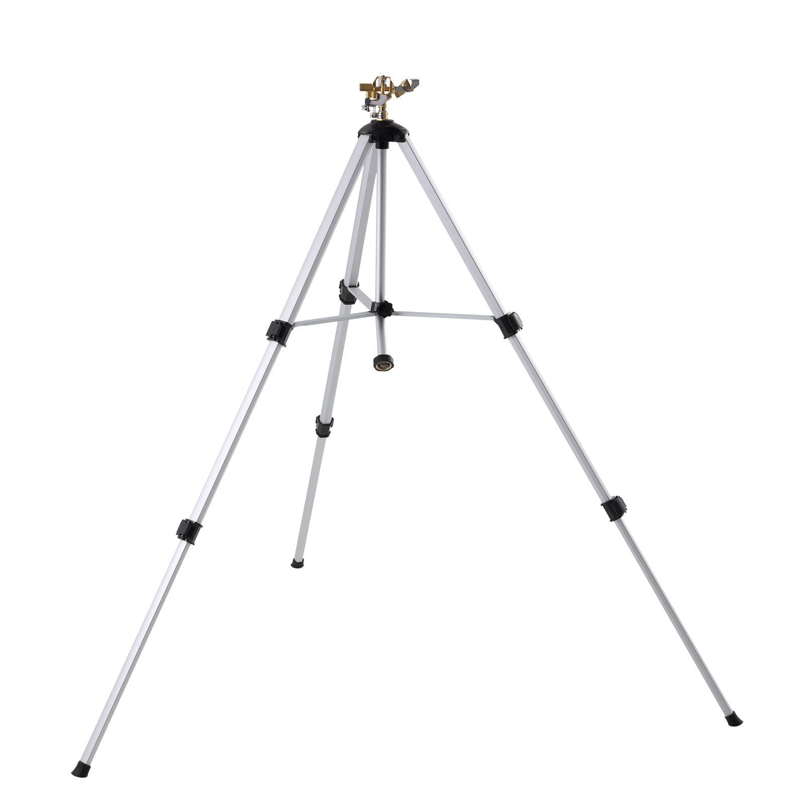Heavy-Duty Metal Tripod Base Sprinkler, Adjustable Height & Brass Impact Head for Maximum Lawn Coverage
