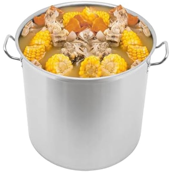 Commercial Grade Large Stock Pot,100QT Heavy Duty Stainless Steel Stockpot, 19.7'' X 19.7'' Large Restaurant Kitchen Cooking Pot, Column Crawfish Boiler|Seafood Boiling Kit,for Induction or Gas Stove