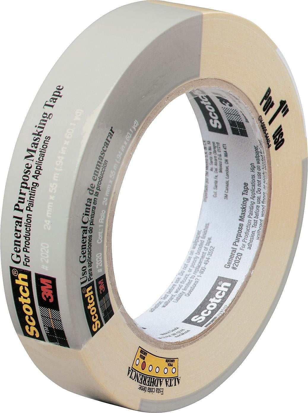 Scotch® High Temperature Masking Tape 214, Tan, 16 mm x 55 m