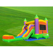 Commercial Inflatable Orange Purple Combo Bounce House Slide Pool 1.5HP Blower
