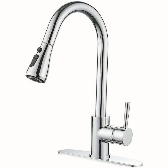 Commercial Kitchen Faucet with Pull-Down Spray - 304 Stainless Steel, High Arc Single Handle, Includes 2 Hoses, Matte Black/Brushed Nickel