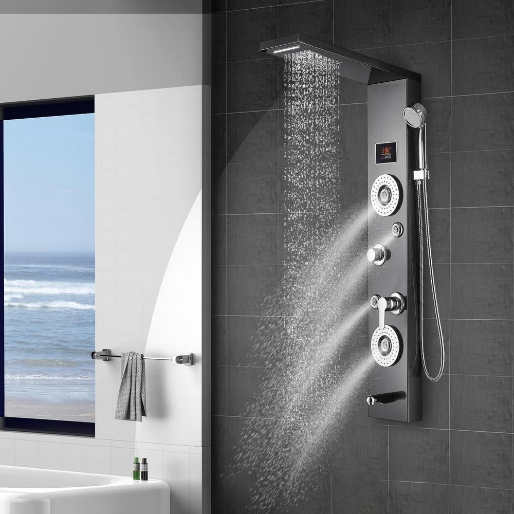 Column Shower Kit Commercial-Grade Shower Column System with LED Lighting, Handheld Spray ...