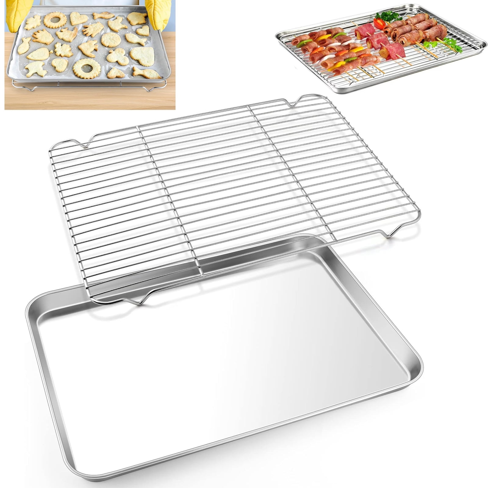 Baking Pan with Rack Set (1 pan + 1 rack) – stainless steel cookie ...