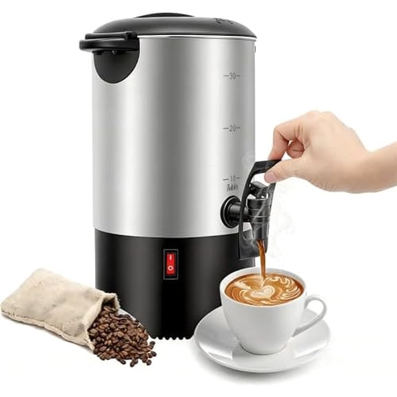 Commercial Grade Stainless Steel Percolate Coffee Maker,30-Cup Hot Water Urn for Catering, Removable Filter,Hot Beverage Dispenser, 5L,Silver$$Home Decor, Kitchen, & Other