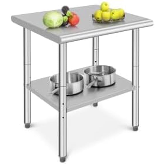 Commercial Grade Stainless Steel Work Table with Locking Casters and Adjustable Undershelf, 300 lb Capacity