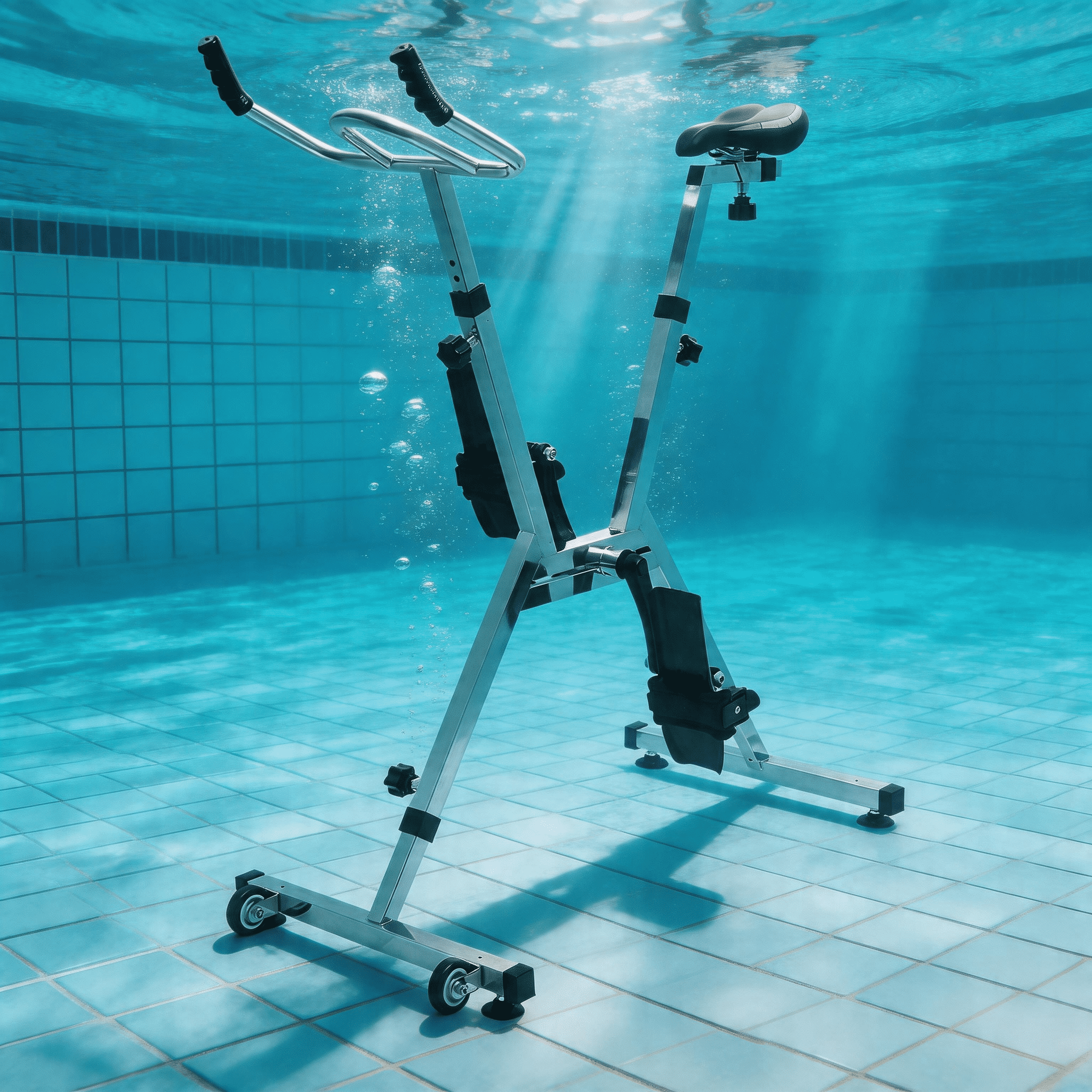 Commercial-Grade Underwater Exercise Bike – Stainless Steel Aquatic Cycle for Fitness Centers and Luxury Resorts