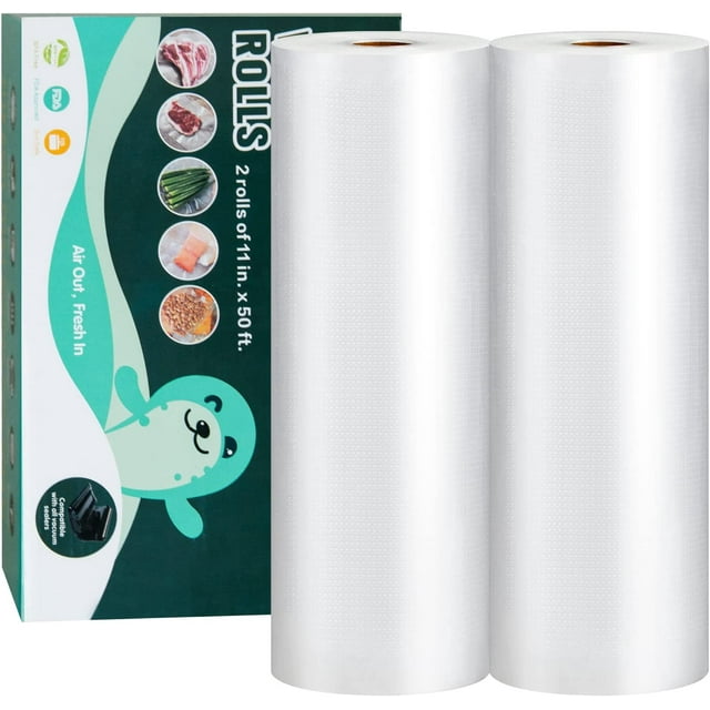 Commercial Grade Vacuum Sealer Bags 11x50 Rolls 2 Pack for Food Saver