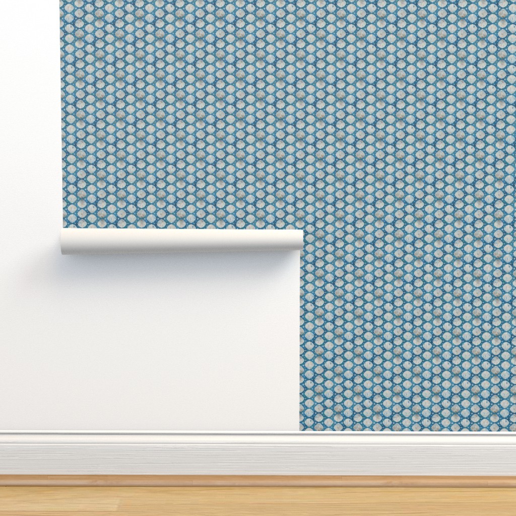 Commercial Grade Wallpaper Swatch - Blue Ocean Nautical Seashells ...