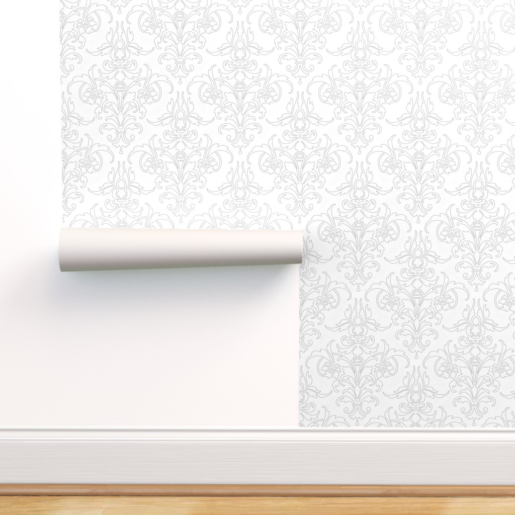Commercial Grade Wallpaper Swatch Vintage Victorian Black White Grey