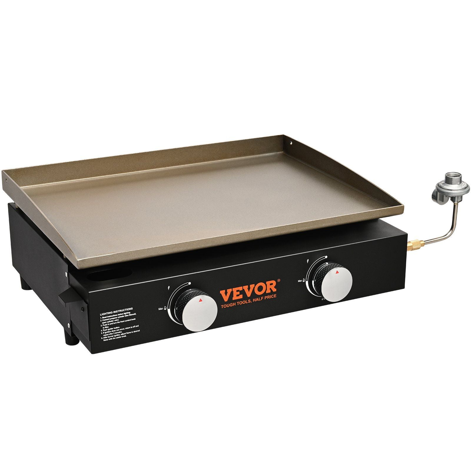22.4" Heavy Duty Commercial Griddle, Gas Flat Top Grill with Non-Stick Surface, 22,000 BTU H-Shaped Burner, Portable LPG Countertop Griddle for Restaurant & Home Use